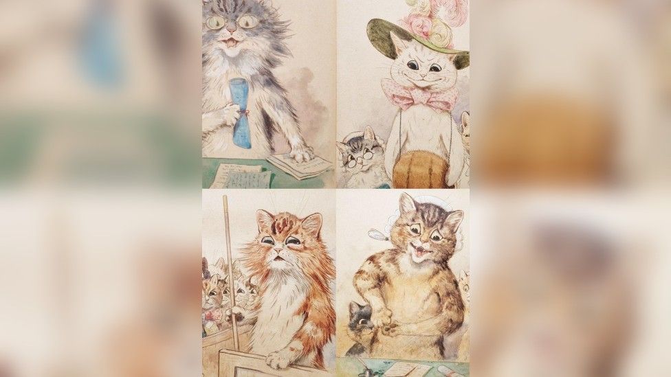 Four images of Wain's cats