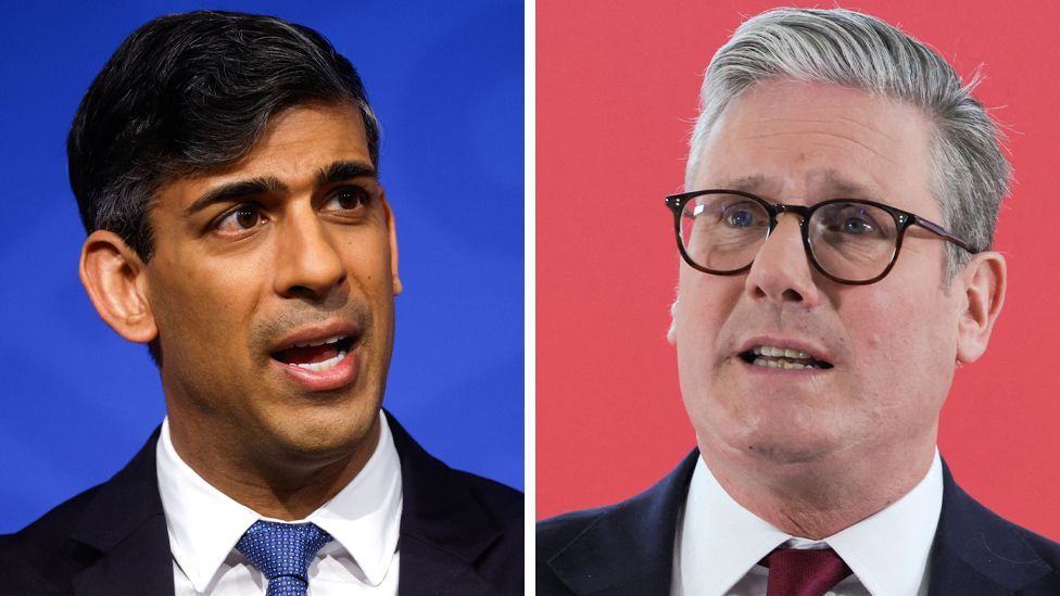 Split composite image of Rishi Sunak and Keir Starmer