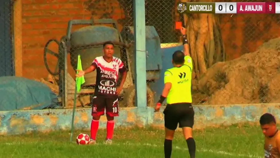 Player sent off after appearing to urinate by pitch