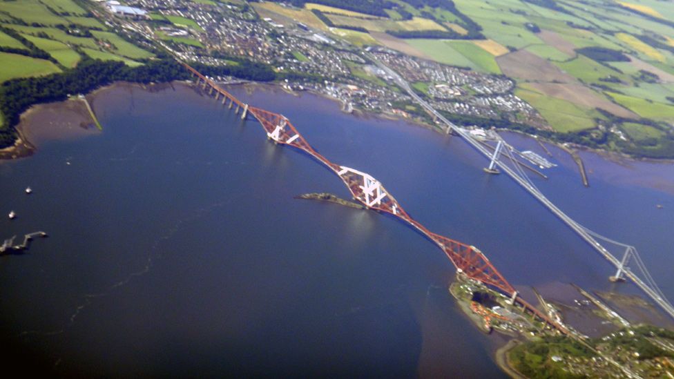 Aerial view of the Forth bridges