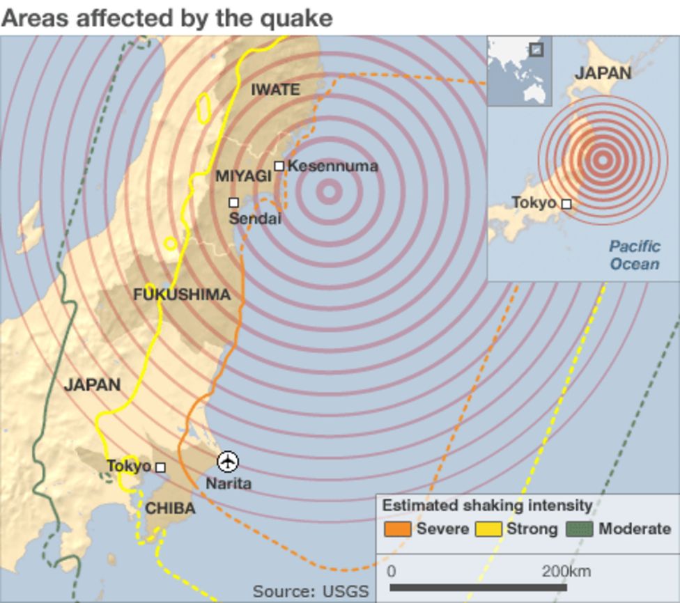 Japan earthquake Wave forecast map BBC News