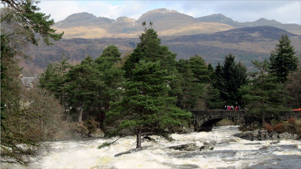 Falls of Dochart with Meall nan Tarmachan in the background