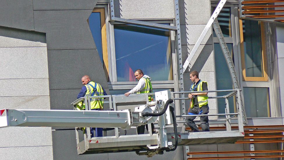 Maintenance crew at the Scottish Parliament