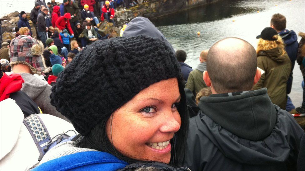 Laura Clarke from Glasgow at the World Stone Skimming Championships at Easdale near Oban