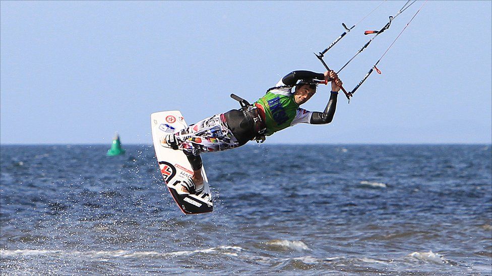 Competitor at the British Kitesurfing Association's Kiteival event held at Ayr
