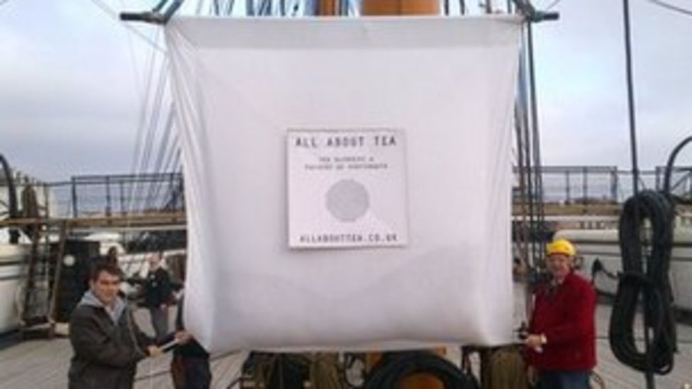 HMS Warrior giant teabag breaks world record BBC News