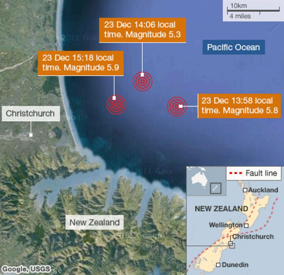 New Zealand S Christchurch Rocked By Earthquakes Bbc News