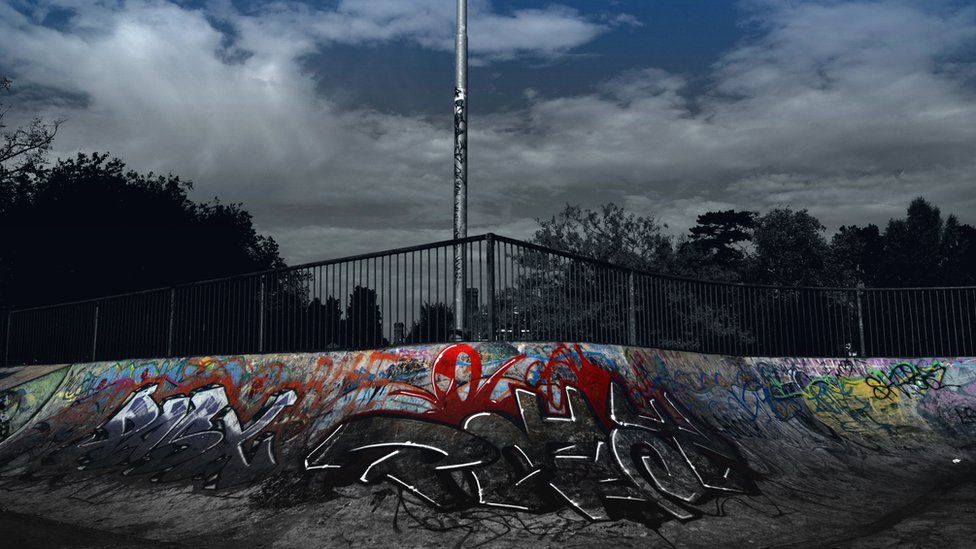 Graffiti on a skate ramp
