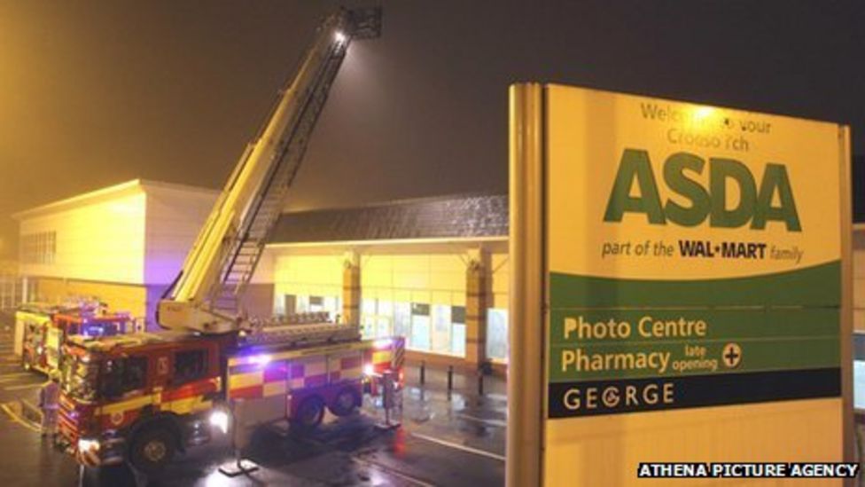 Asda in Llanelli evacuates 85 people after 'substantial fire' BBC News