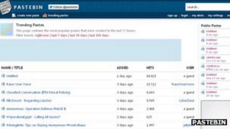 Anonymous creates Pastebin rival to combat 'censorship' BBC News