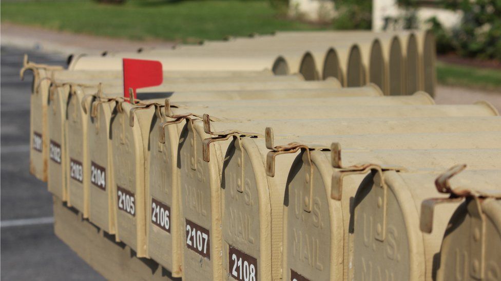 A row of letterboxes in the USA