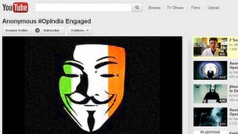 Anonymous attacks Indian government websites - BBC News