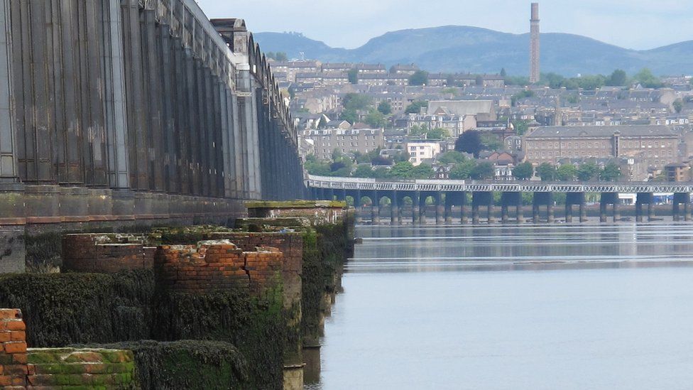 Tay Rail Bridge with Dundee in the background