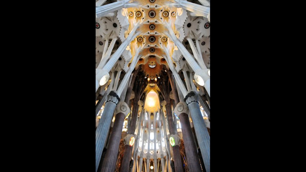 Interior view of the Sagrada Familia in Barcelona