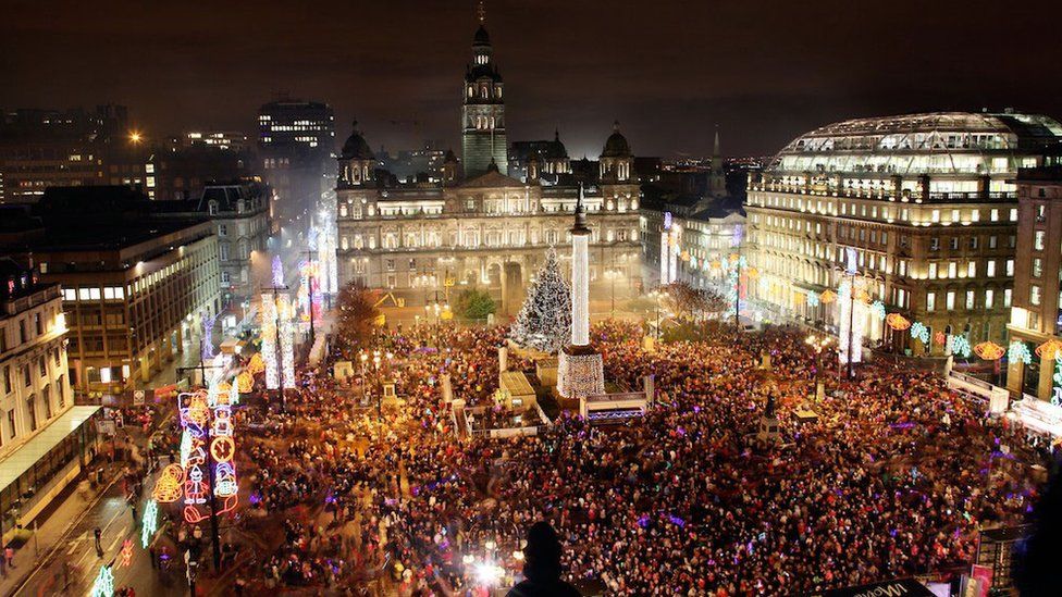 Christmas lights in George Square, Glasgow