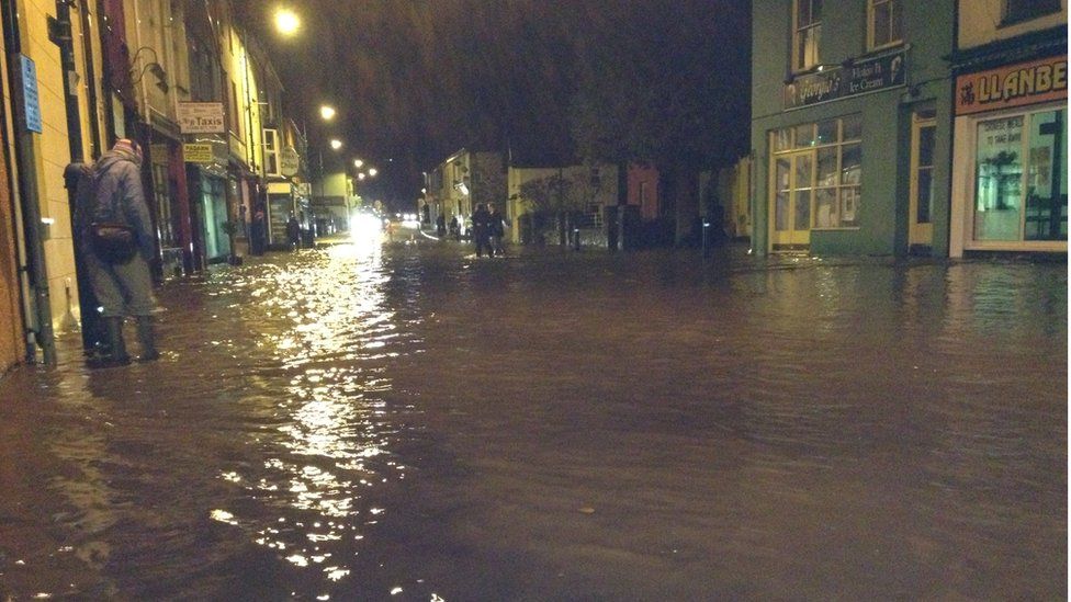 Flooding in Llanberis, Gwynedd