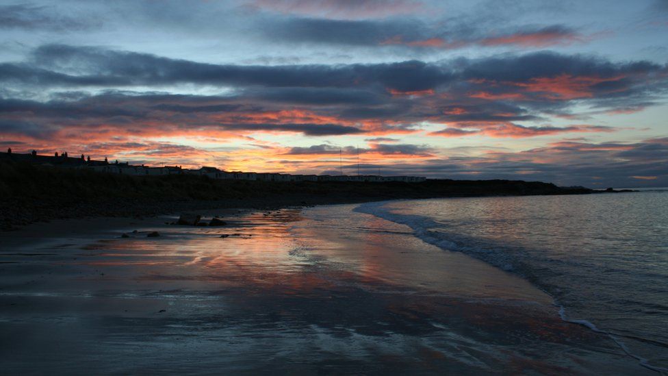 Sunset over Hopeman beach