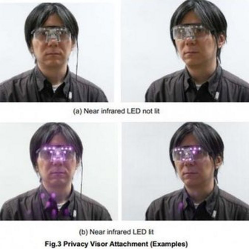 'Privacy visor blocks facial recognition software' BBC News