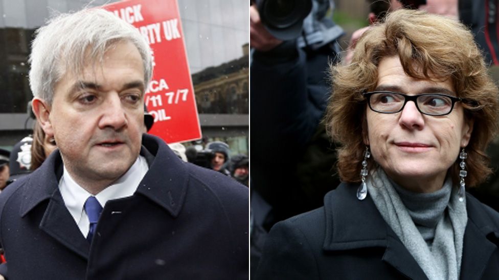 Chris Huhne and Vicky Pryce arriving at Southwark Crown Court earlier