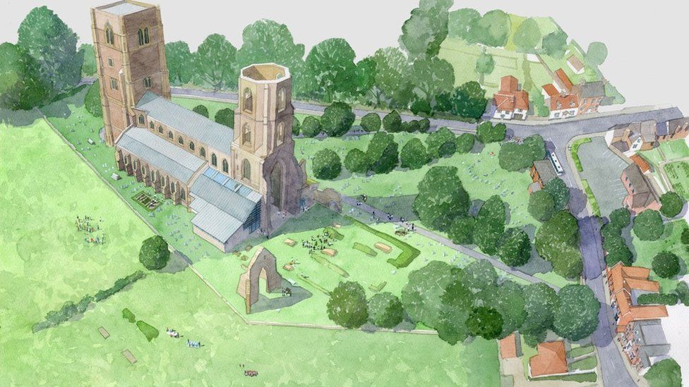 Artist's impression of Wymondham Abbey