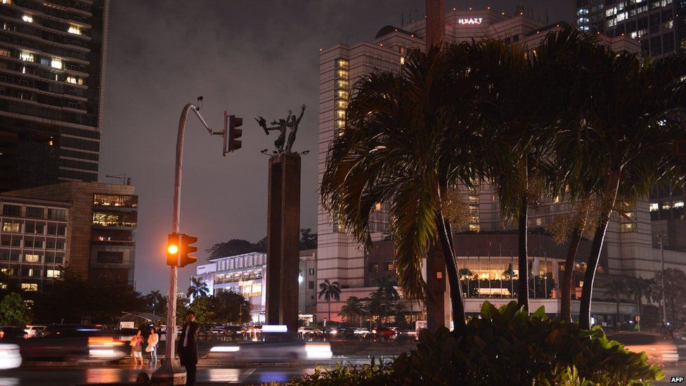 Jakarta's Welcome monument during Earth Hour