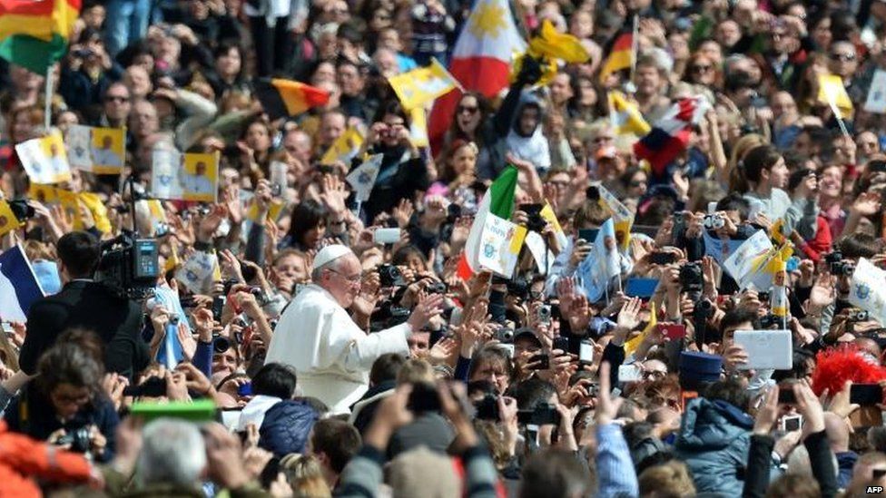 Pope Francis at his first Easter Sunday Mass in St Peter's Square, 31 March