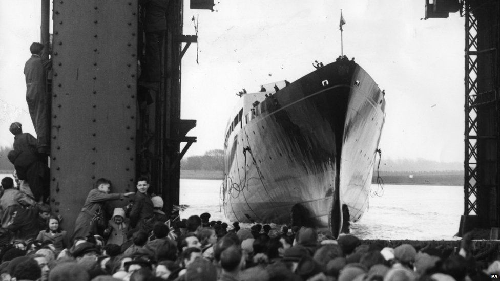 Launching of the Royal Yacht Britannia, 16 April 1953