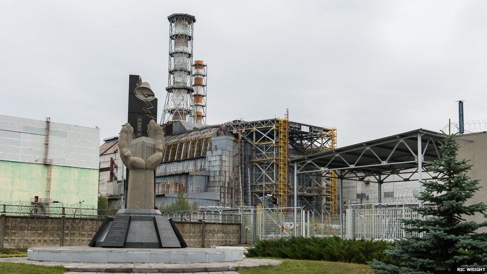 Damaged reactor four at Chernobyl