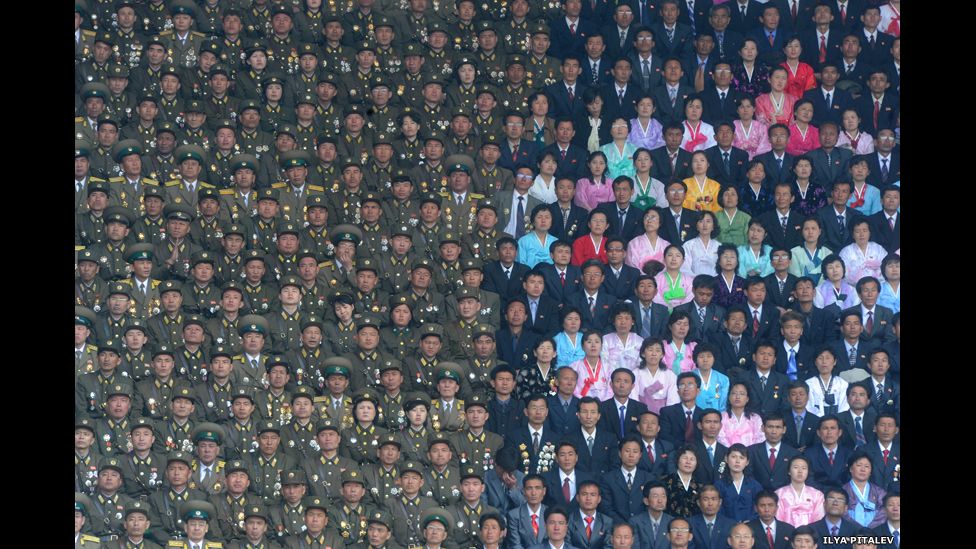 North Korean Army soldiers and civilians
