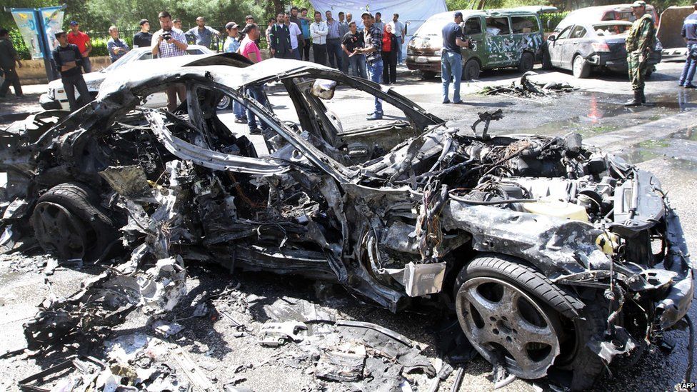 In pictures Damascus car bomb 'targeted Syria PM Halqi' BBC News