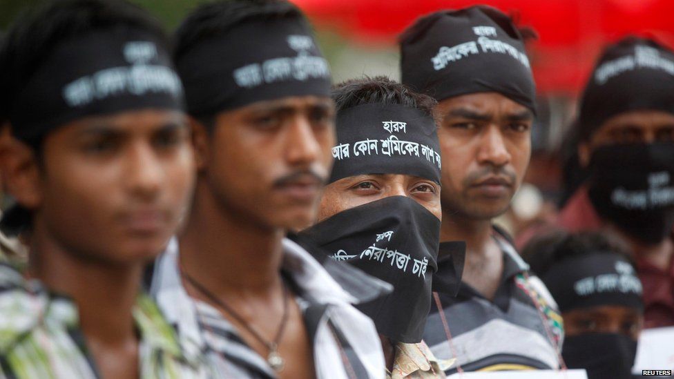 Workers protest in Dhaka, Bangladesh, 1 May 2013.
