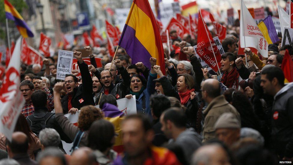 Labour Day rally against austerity, in Madrid, Spain, 1 May