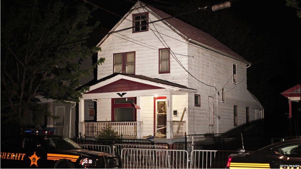 The house in Cleveland where Amanda Berry, Gina DeJesus and Michelle Knight were found, 7 May 2013
