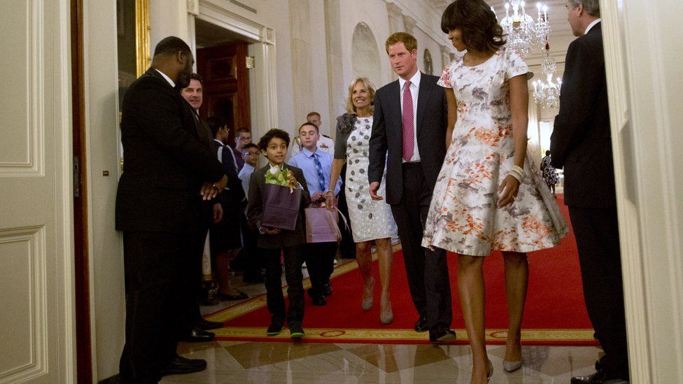 Michelle Obama with Prince Harry and children