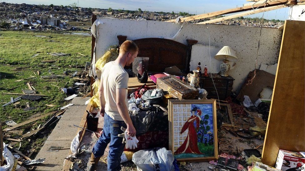 Tornado-devastated home on May 21, 2013 in Moore, Oklahoma.