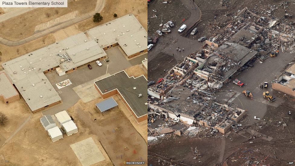 Plaza Towers Elementary School before and after images