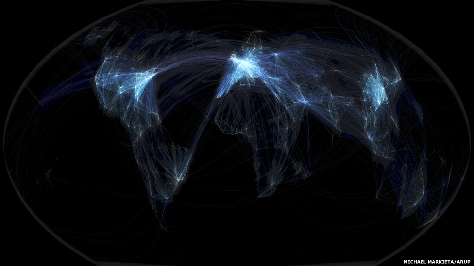 Global flights Earth. Michael Markieta/Arup.