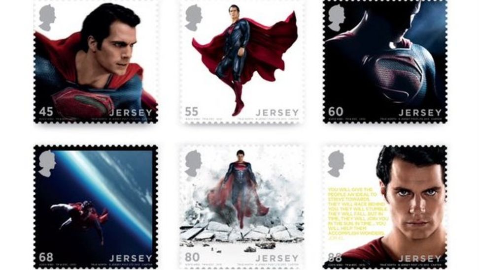 Superman Henry Cavill on set of Jersey stamps BBC News