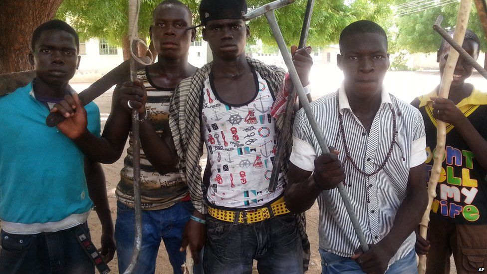 Vigilante members of Maiduguiri's Civilian JTF group in Nigeria - Tuesday 11 June 2013