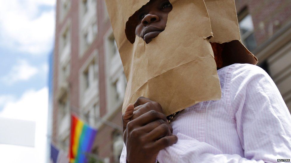 A Ugandan asylum seeker taking part in the gay pride parade in Boston, US - Saturday 8 June 2013