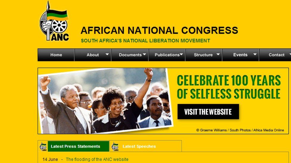 Screen grab of the ANC website