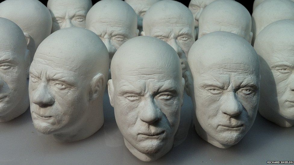 Plaster busts of Damien Hirst's head