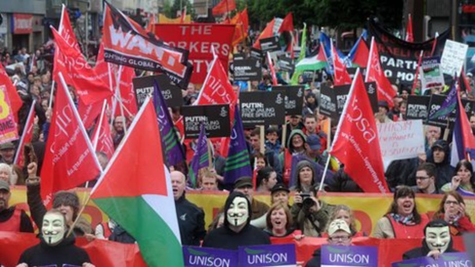 Marchers Protest In Belfast Against G8 Policies Bbc News