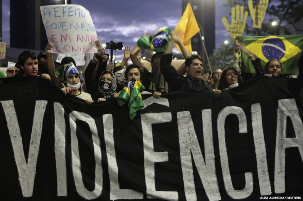 In pictures Brazil protest banners BBC News