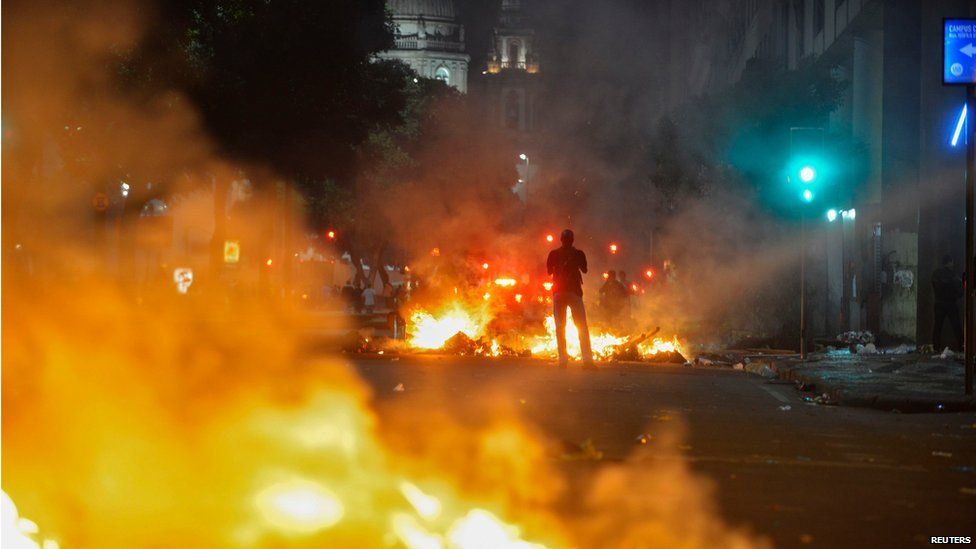 Bonfires in Rio de Janeiro on 20 June 2013