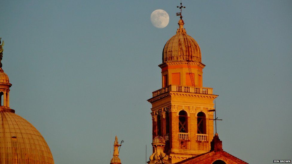 Jon Brown's photo shows the moon in Padua, Italy