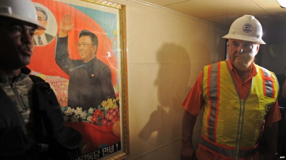 Panamanian President Ricardo Martinelli is seen inside North Korean vessel Chong Chong Gang