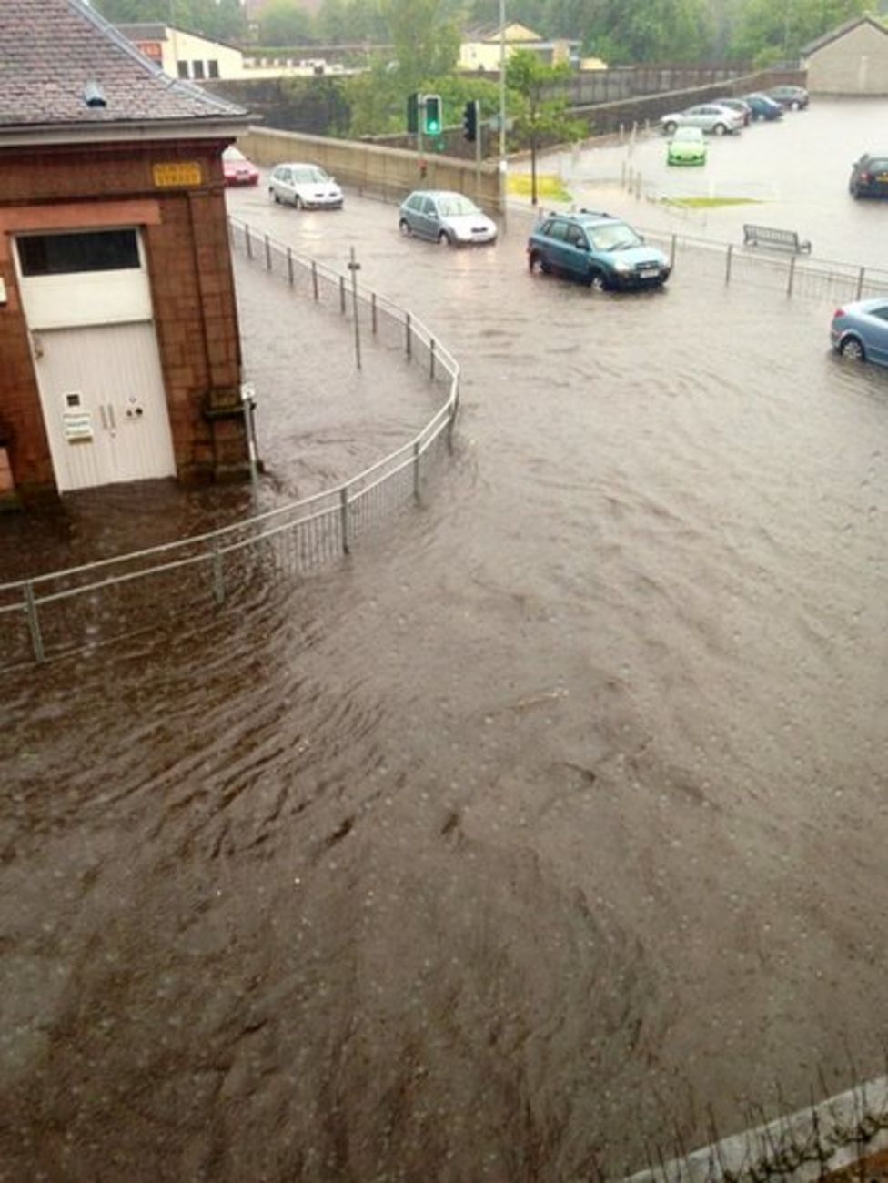 In pictures Flash flooding slows Greenock traffic BBC News
