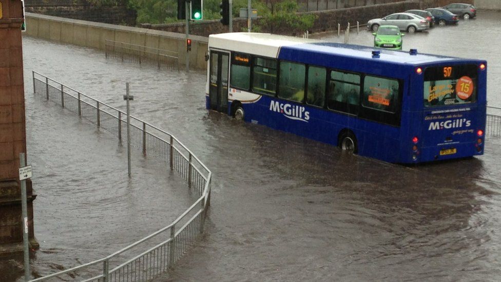 In pictures Flash flooding slows Greenock traffic BBC News