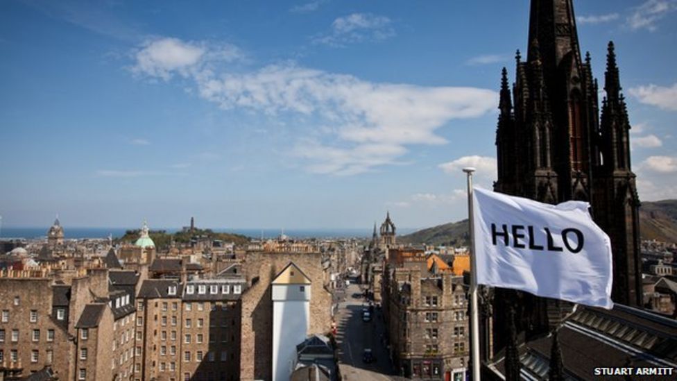 Edinburgh Art Festival flags up Hello greeting BBC News